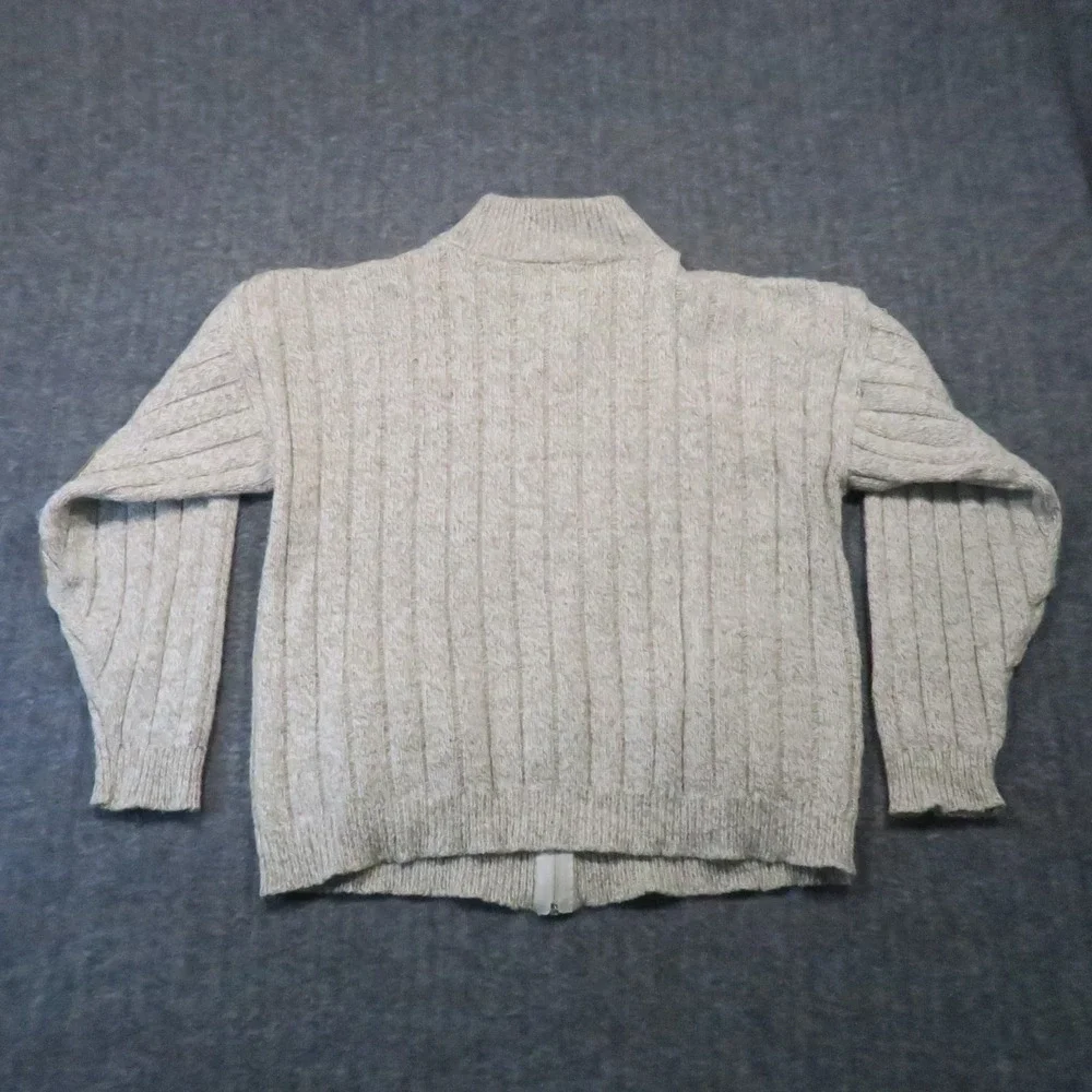 Northwest Passages Sweater Jacket M‎ Beige Elbow Patch Cabincore Vintage 90s